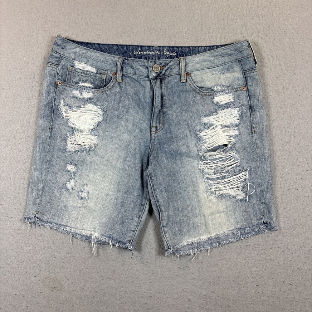 American Eagle Distressed Denim Shorts Women Y2K   Cutoff Jean Shorts Size 12